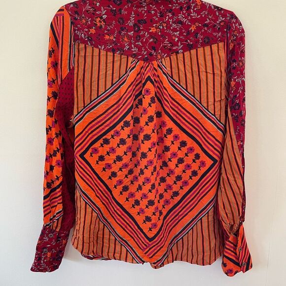 FREE PEOPLE Hazel Buttondown / Chili Pepper Combo. Size Xsmall NWT - Picture 10 of 12